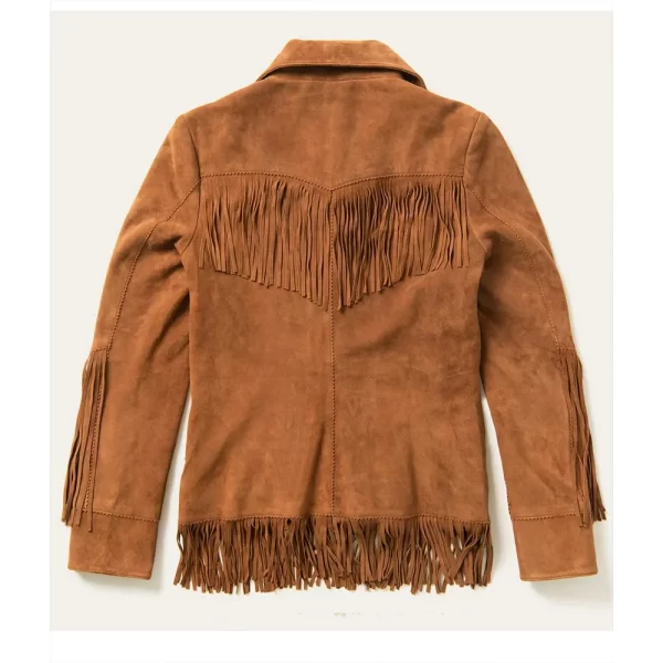 Women’s Fringe Suede Leather Light Brown Jacket