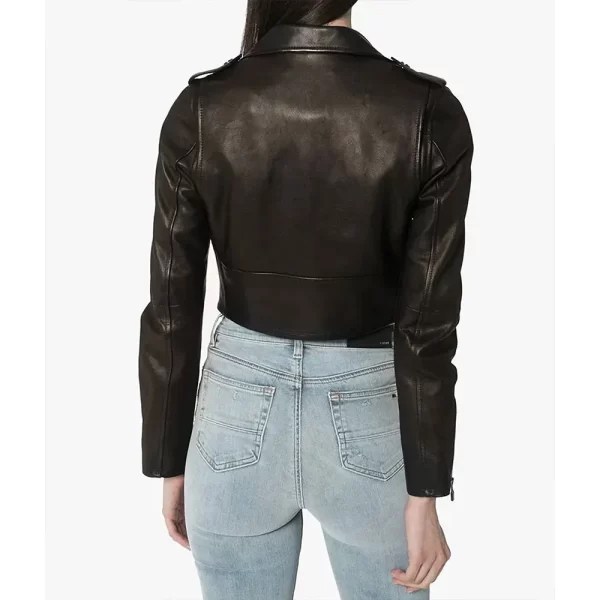 Women’s Lambskin Biker Cropped Leather Jacket