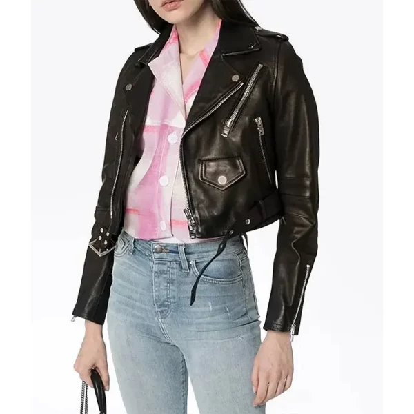 Women’s Lambskin Biker Cropped Leather Jackets