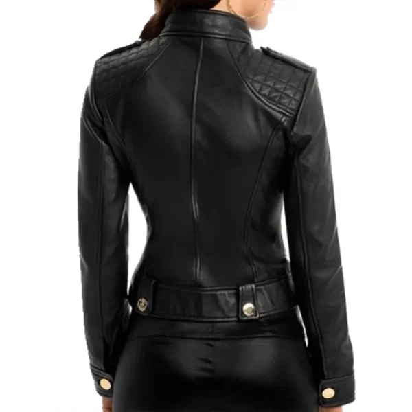 Women’s Marciano Dakira Quilted Moto Black Leather Jacket