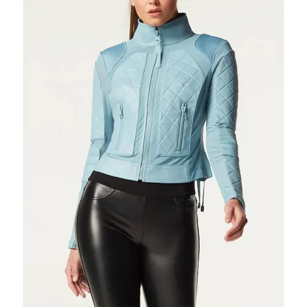 Women’s Moto Leather & Mesh Blue Jacket