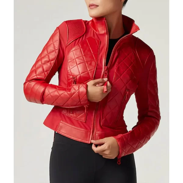 Women’s Moto Leather & Mesh Red Jackets