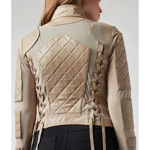 Women’s Motorcycle Diamond Quilted Leather & Mesh Jacket