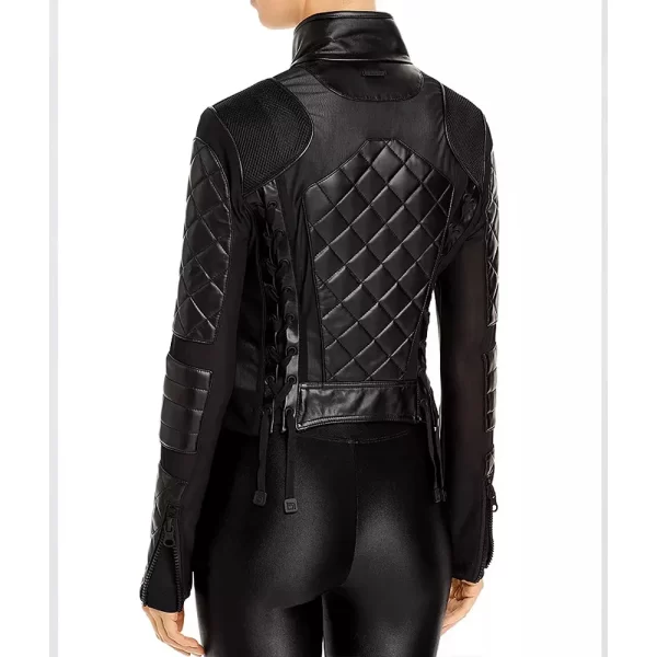 Women’s Motorcycle Diamond Quilted Leather & Mesh Jacket