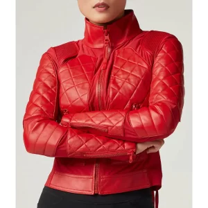 Women’s Motorcycle Leather & Mesh Red Jacket