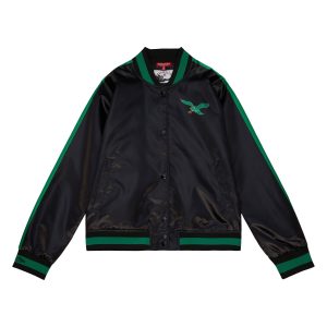 Women's Raglan Satin Black Jacket Philadelphia Eagles