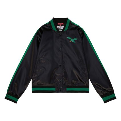 Women's Raglan Satin Black Jacket Philadelphia Eagles