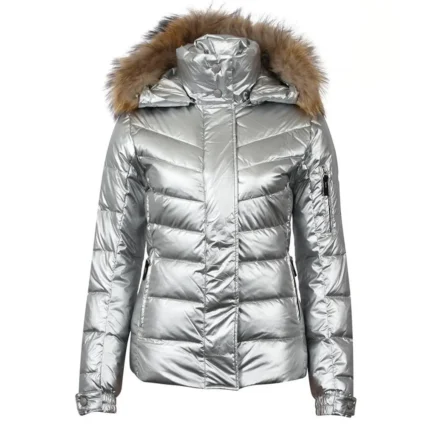 2 Broke Girls S04 Beth Behrs Silver Puffer Jacket