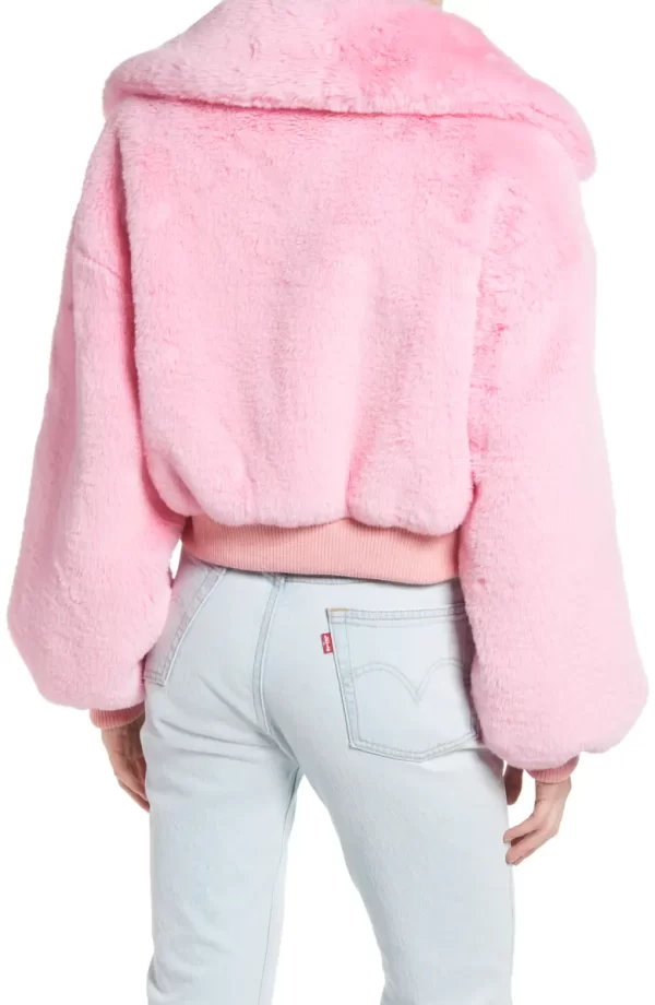 AZALEA WANG Faux Fur Crop Jacket