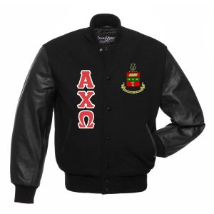 Alpha Chi Omega ΑΧΩ Letterman Jacket - Black