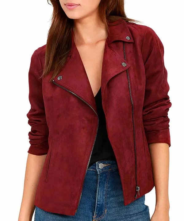 Arrow Willa Holland Biker Red Suede Jacket