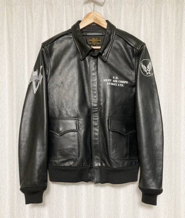 Avirex A-2 KEEP'EM FLYING Hand Painted Leather Black Jacket