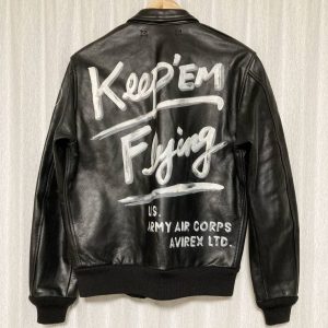 Avirex A-2 KEEP'EM FLYING Hand Painted Leather Flight Jacket