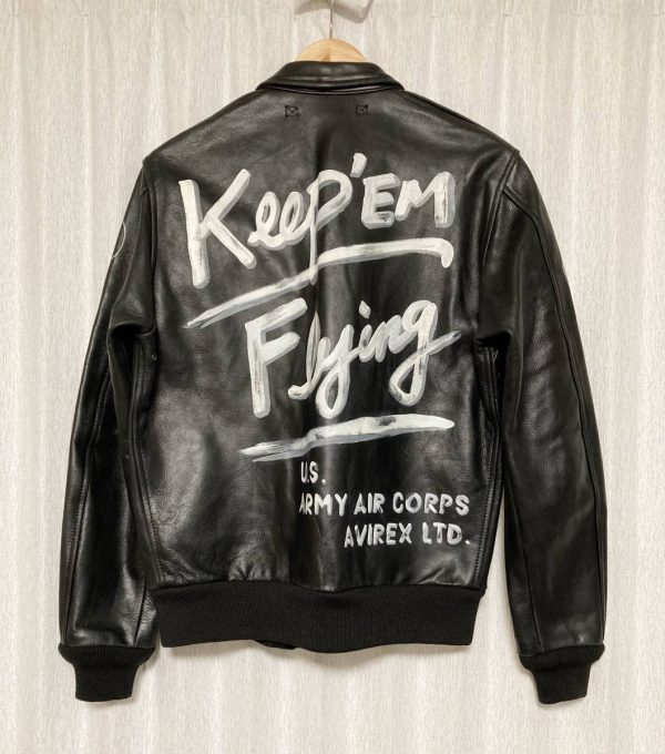 Avirex A-2 KEEP'EM FLYING Hand Painted Leather Flight Jacket