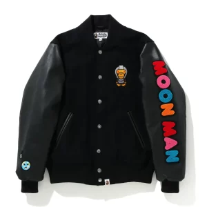 BAPE x Kid Cudi Black Varsity Jacket