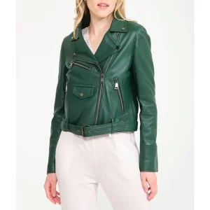 Barracuda Queens Tea Stjarne Biker Green Leather Jacket