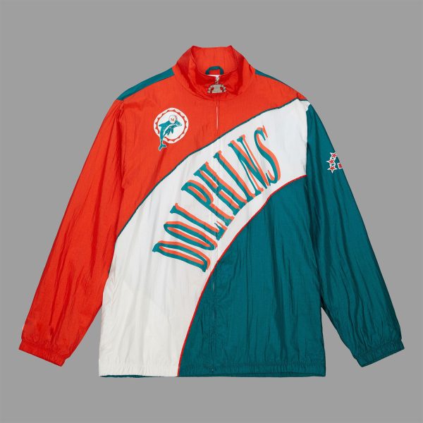 Miami Dolphins Arched Retro Lined Windbreaker