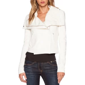 CSI Season 15 Elisabeth Harnois White Leather Jacket