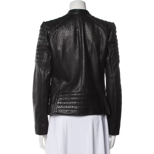 Chelsea Gilligan Star-Crossed Teri Padded Biker Black Leather Jacket