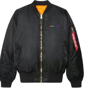 Colour Vision Embroidered Satin Bomber Jacket