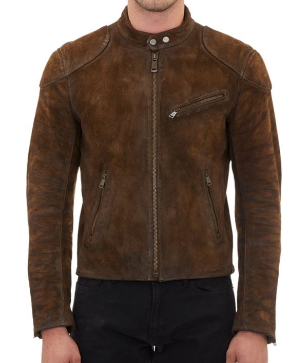 Colton Haynes Brown Roy Harper Café Racer Suede Leather Jacket