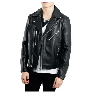 David Bowie Style Fashion Black Biker Leather Jacket