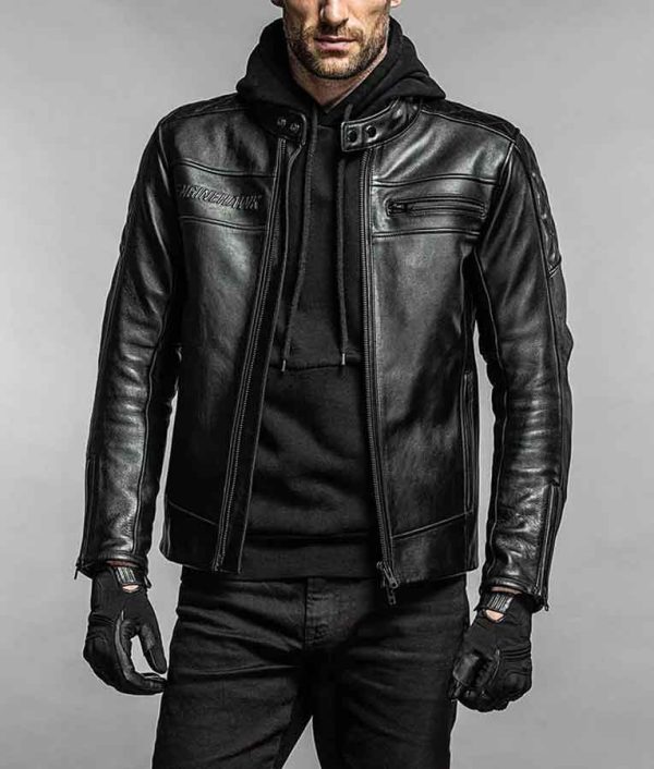 Engine Hawk Black Leather Jacket