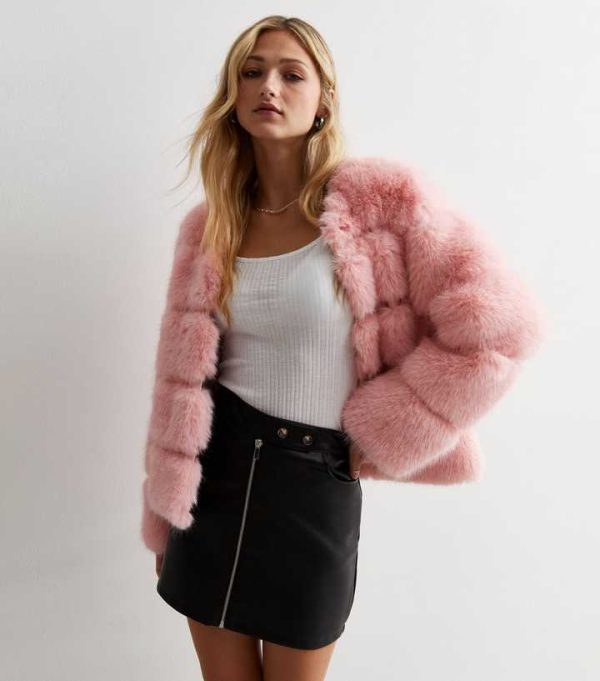 Gini London Pink Faux Fur Jacket