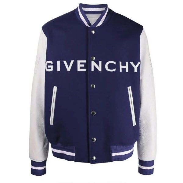 Givenchy Navy Blue & White Varsity Bomber Jacket