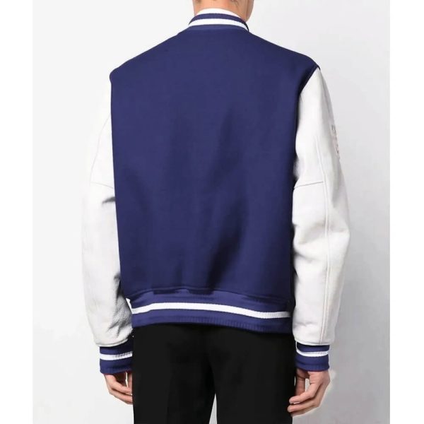 Givenchy Navy Blue White Wool Varsity Bomber Jacket