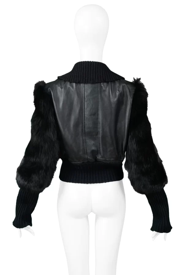 Gucci By Tom Ford Leather & Fox Fur Black Jacket