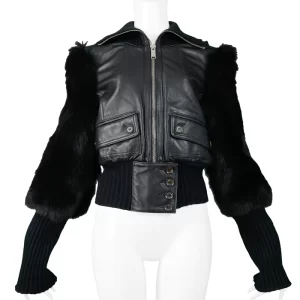 Gucci By Tom Ford Leather & Fox Fur Jacket