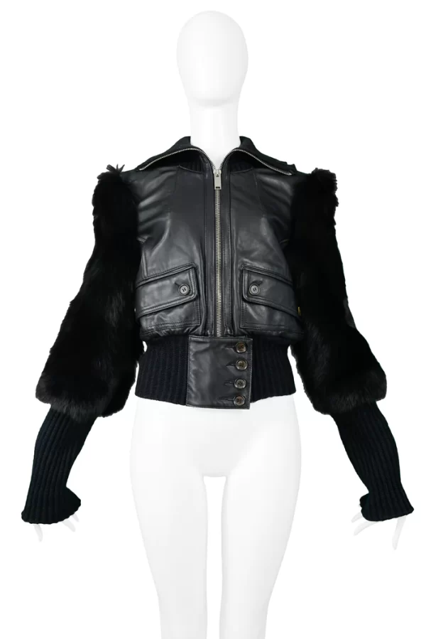 Gucci By Tom Ford Leather & Fox Fur Jacket