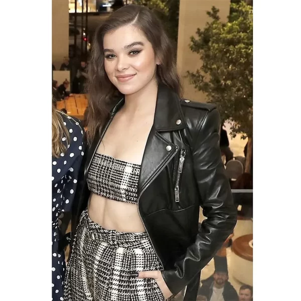 Hailee Steinfeld Asymmetrical Black Biker Leather Jacket