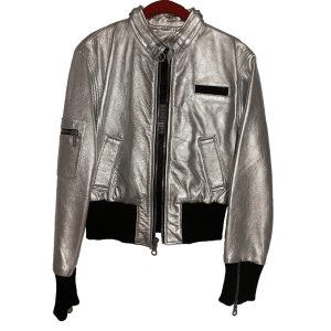 Hannah Montana Miley Cyrus Silver Leather Jacket