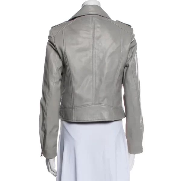 How I Met Your Mother S08 Quinn Garvey Gray Leather Biker Jacket