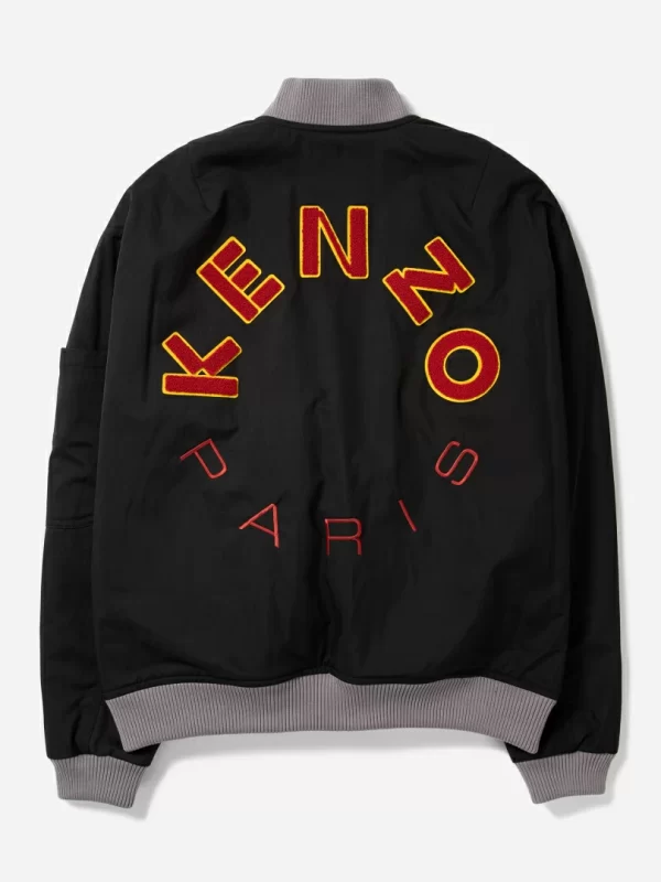 K Logo Nylon-Blend Bomber Black Jacket