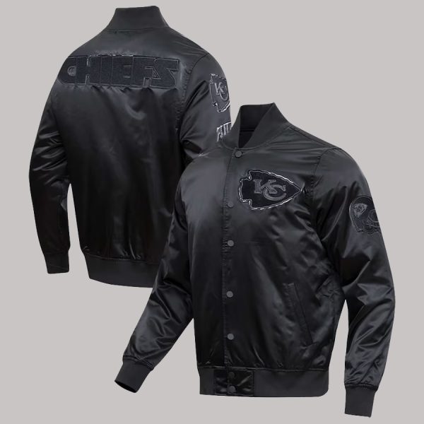 Pro Standard Kansas City Chiefs Triple Black Satin Full-Snap Varsity Jacket