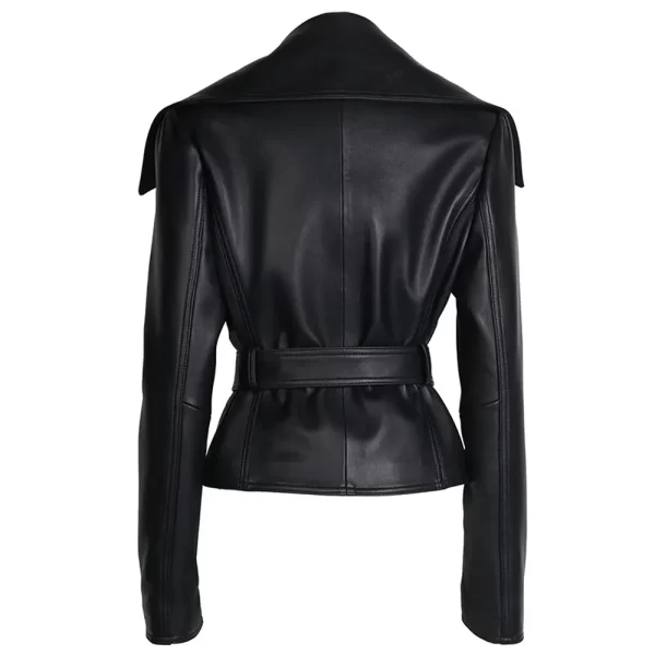 Keeping Up with the Kardashians S09 Kourtney Kardashian Black Leather Belted Jacket