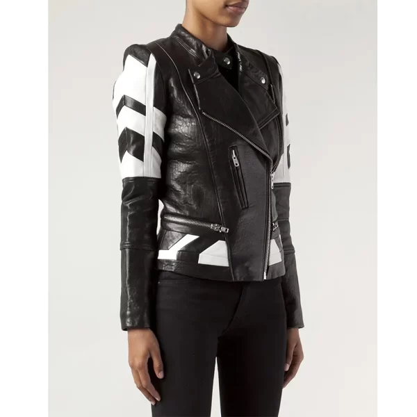 La La Anthony La La’s Full Court Life Black and White Leather Jacket