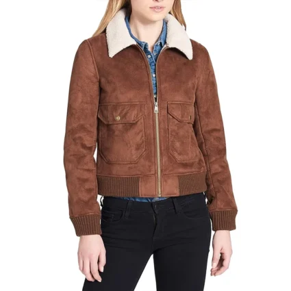 Light as a Feather Liana Liberato Suede Bomber Jacket