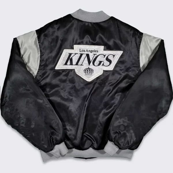 Los Angles Kings 80s Bomber Black Satin Jacket