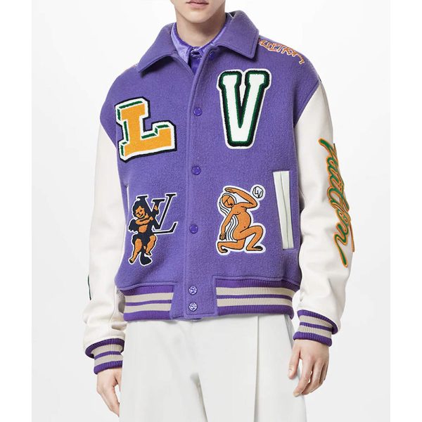 Louis Vuitton Purple Wool Varsity Jacket