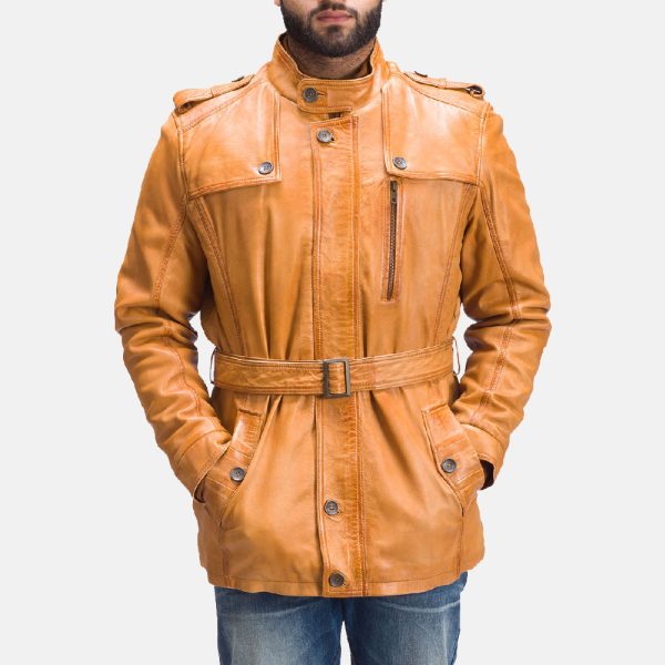 Men’s Hunter Tan Brown Fur Leather Jacket