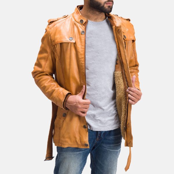 Men’s Hunter Tan Fur Leather Brown Jacket