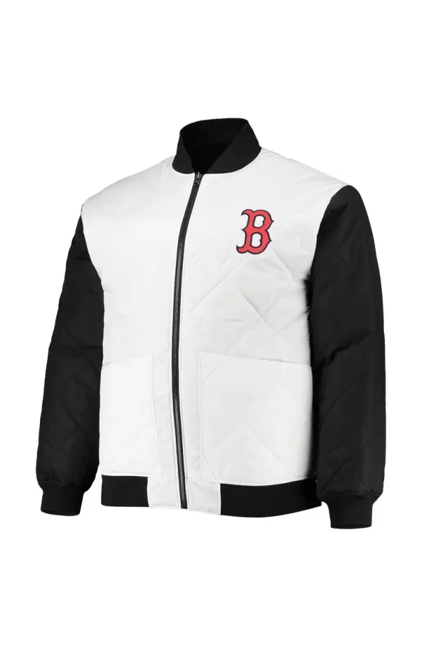 Men's White & Black Boston Red Sox Reversible Satin Full-Zip Jacket