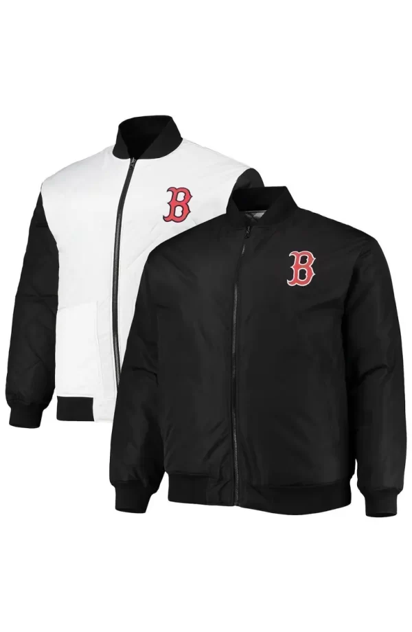 Men's White Black Boston Red Sox Reversible Satin Jacket