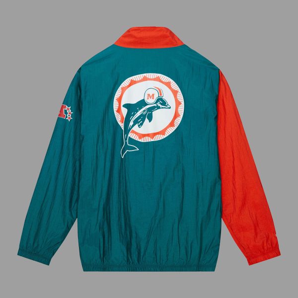 Miami Dolphins Arched Retro Lined Windbreaker