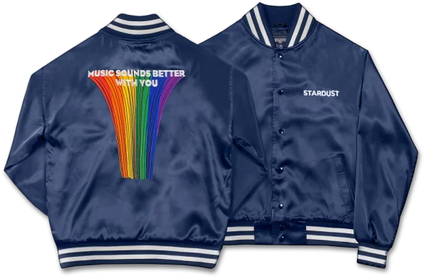 Music Sounds Better With You' Bomber Satin jacket - Image 3