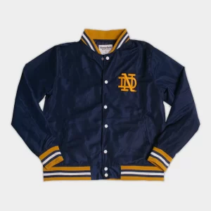 Notre Dame Vintage Monogram Satin Bomber Jacket